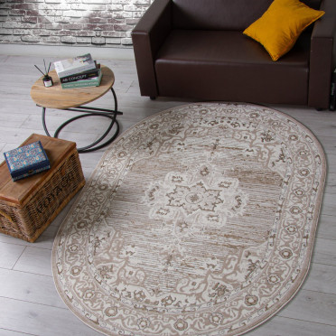 Ковер 04089A - CREAM HB / LIGHT GRI HB - Овал - коллекция NOVA